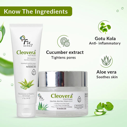 Fixderma Skincare Cleovera Face Wash And Cream Combo Pack For All Skin Types
